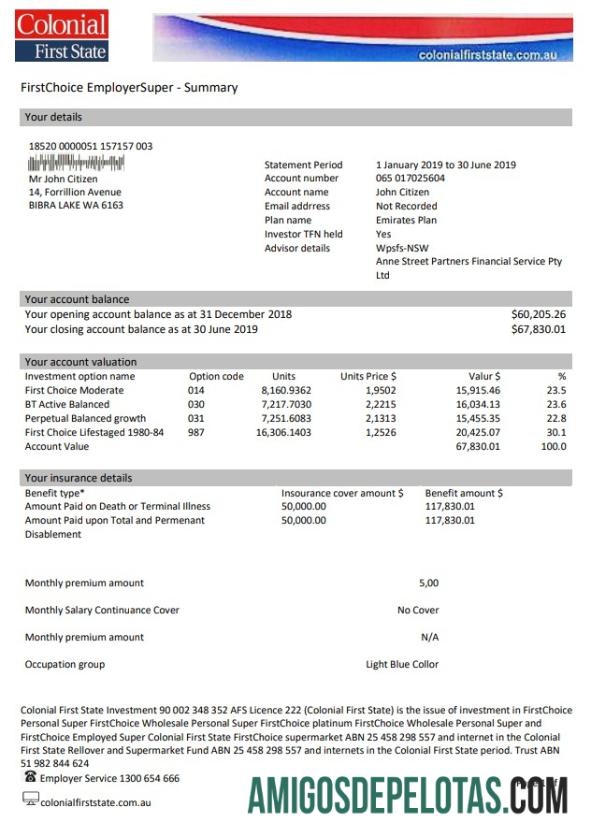 Modelo de Declaração do Primeiro Estado Colonial da Austrália